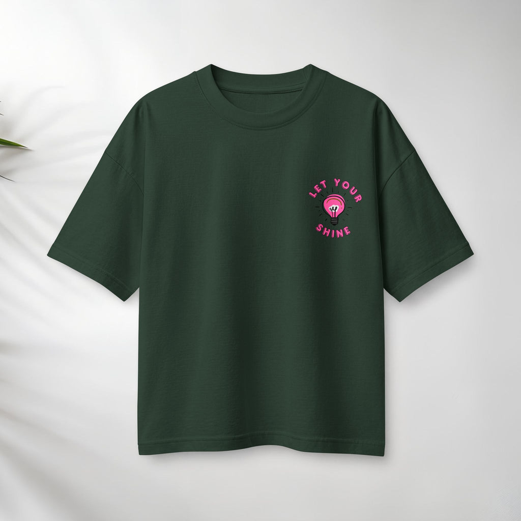 Let Your Shine T‑Shirt — Inspirational Pink Lightbulb Graphic (Matthew 5:16)