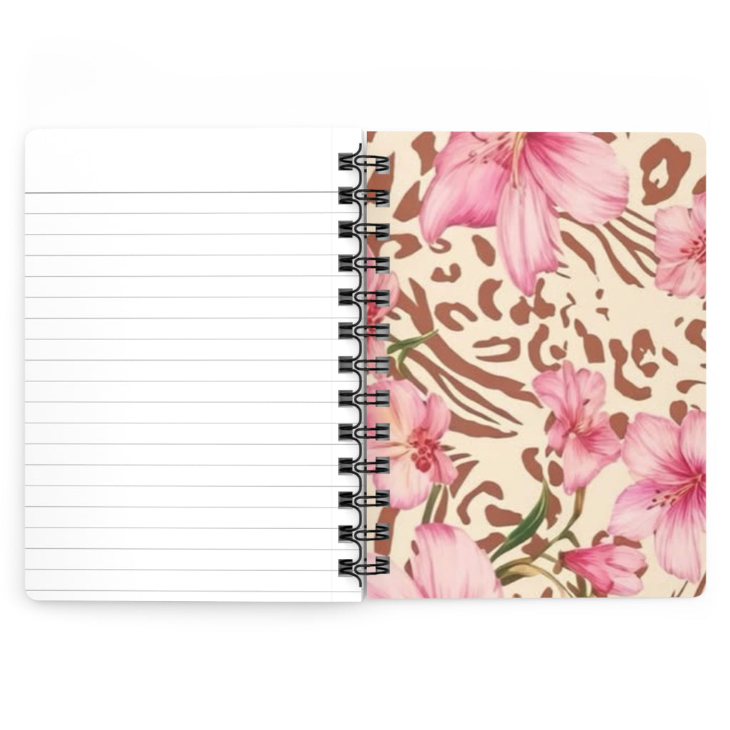 Journal — God Is Bigger Than Your Fear Spiritual Spiral Notebook (Leopard Print, Pink Typography)