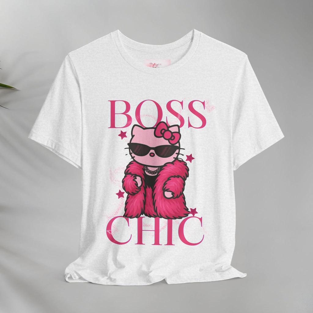 Hello Kitty Boss Chic Tee | Cute Pink Kitty in Fur Coat, Sunglasses