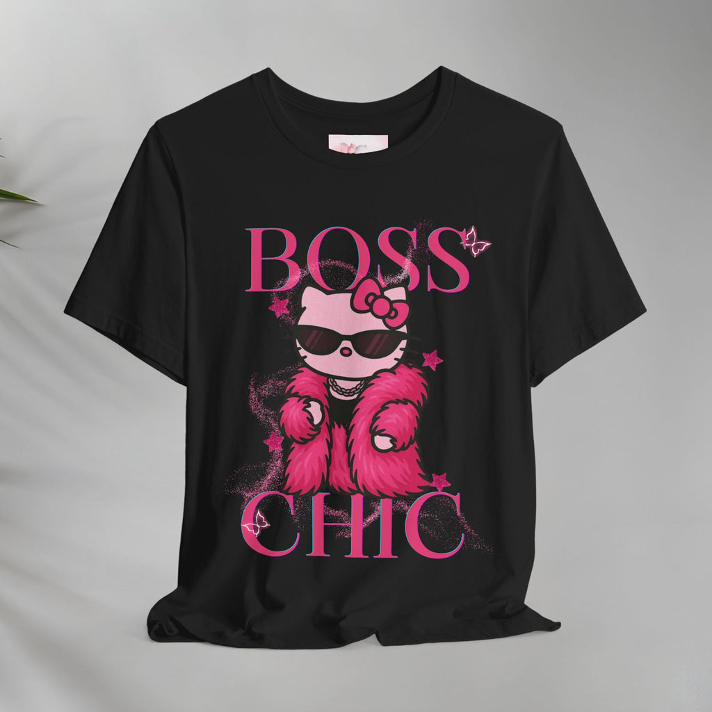 Hello Kitty Boss Chic Tee | Cute Pink Kitty in Fur Coat, Sunglasses