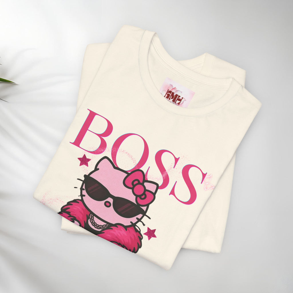 Hello Kitty Boss Chic Tee | Cute Pink Kitty in Fur Coat, Sunglasses