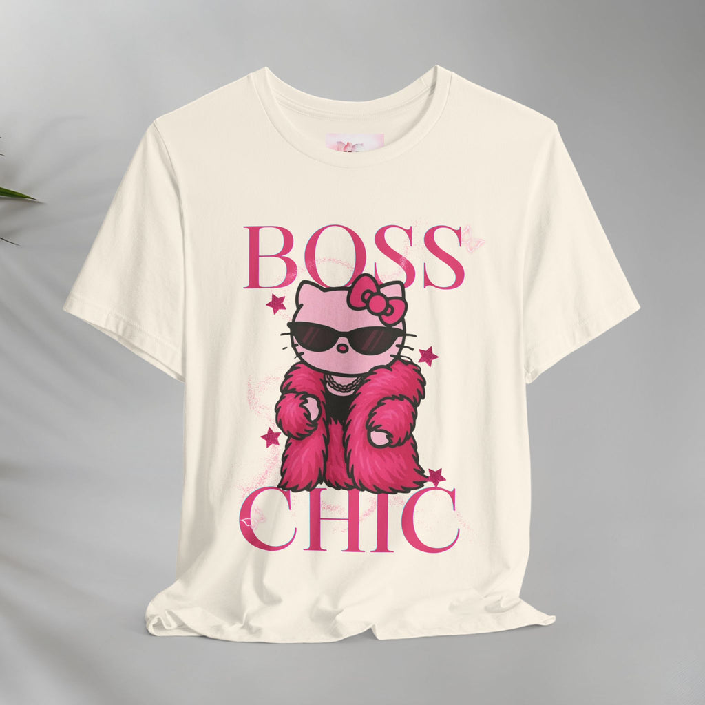 Hello Kitty Boss Chic Tee | Cute Pink Kitty in Fur Coat, Sunglasses