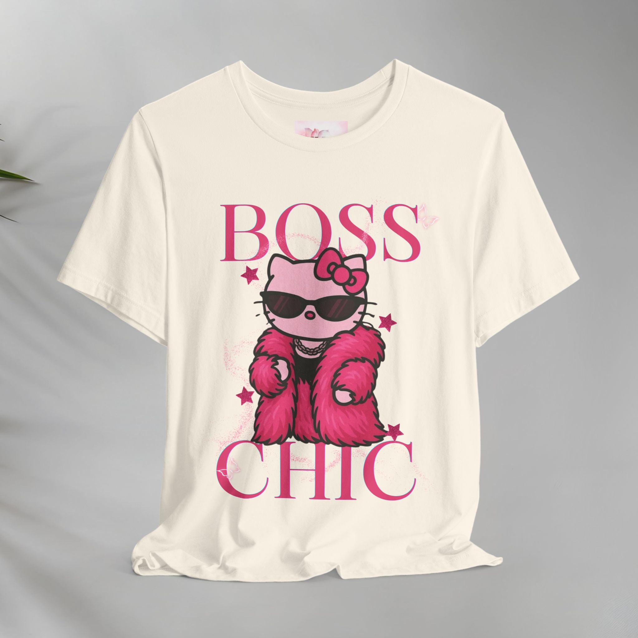 Hello Kitty Boss Chic Tee | Cute Pink Kitty in Fur Coat, Sunglasses
