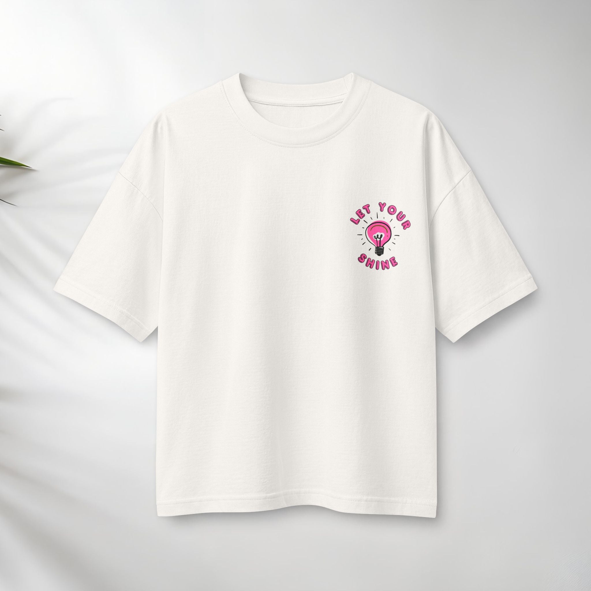 Let Your Shine T‑Shirt — Inspirational Pink Lightbulb Graphic (Matthew 5:16)