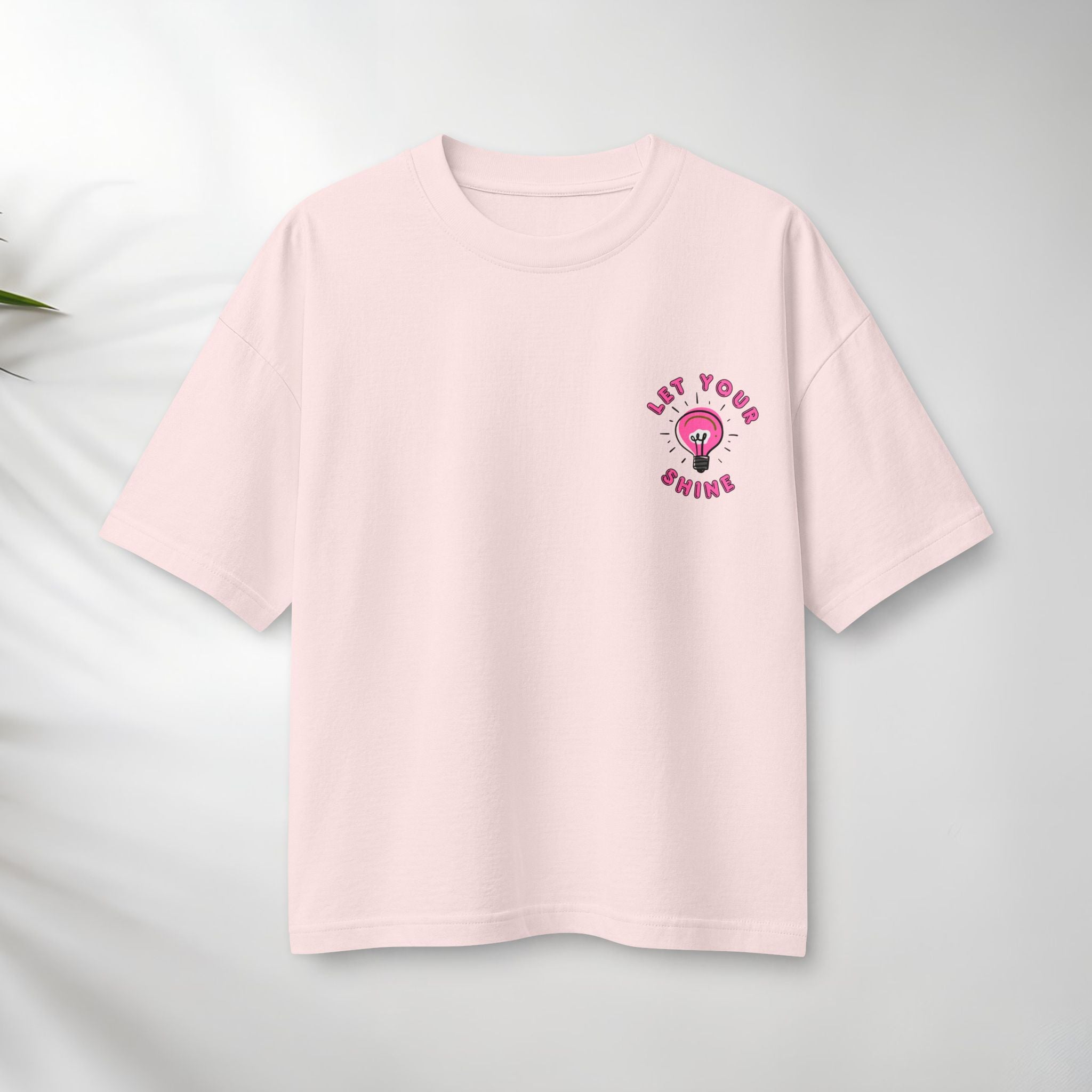 Let Your Shine T‑Shirt — Inspirational Pink Lightbulb Graphic (Matthew 5:16)