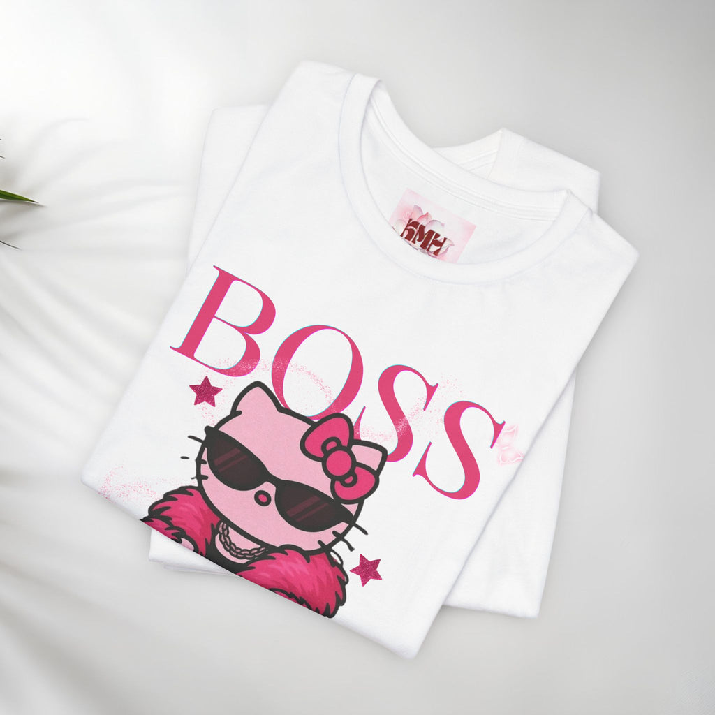 Hello Kitty Boss Chic Tee | Cute Pink Kitty in Fur Coat, Sunglasses