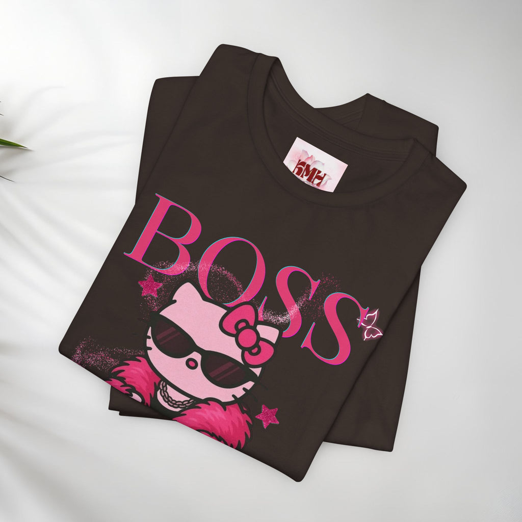 Hello Kitty Boss Chic Tee | Cute Pink Kitty in Fur Coat, Sunglasses