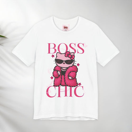 Hello Kitty Boss Chic Tee | Cute Pink Kitty in Fur Coat, Sunglasses