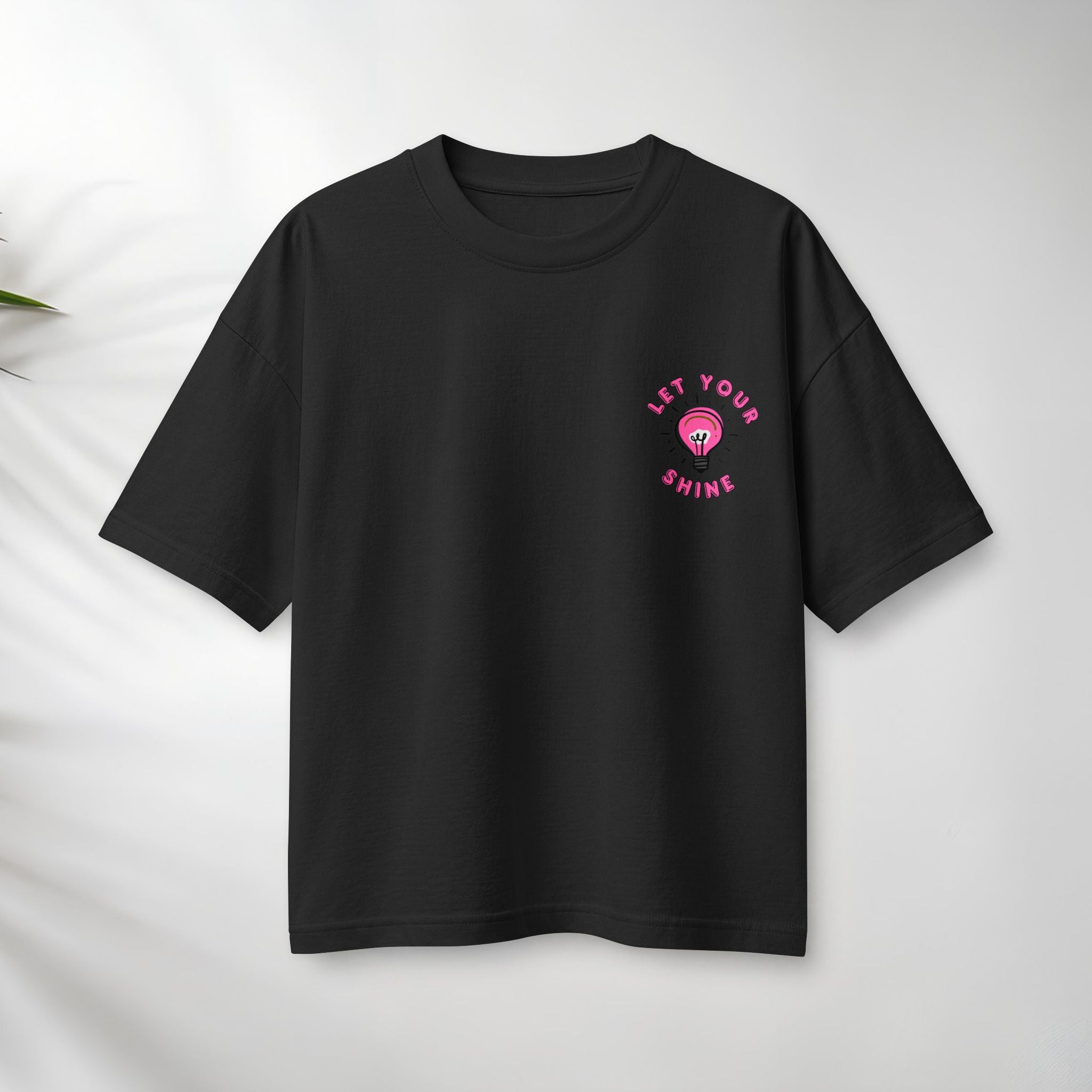Let Your Shine T‑Shirt — Inspirational Pink Lightbulb Graphic (Matthew 5:16)