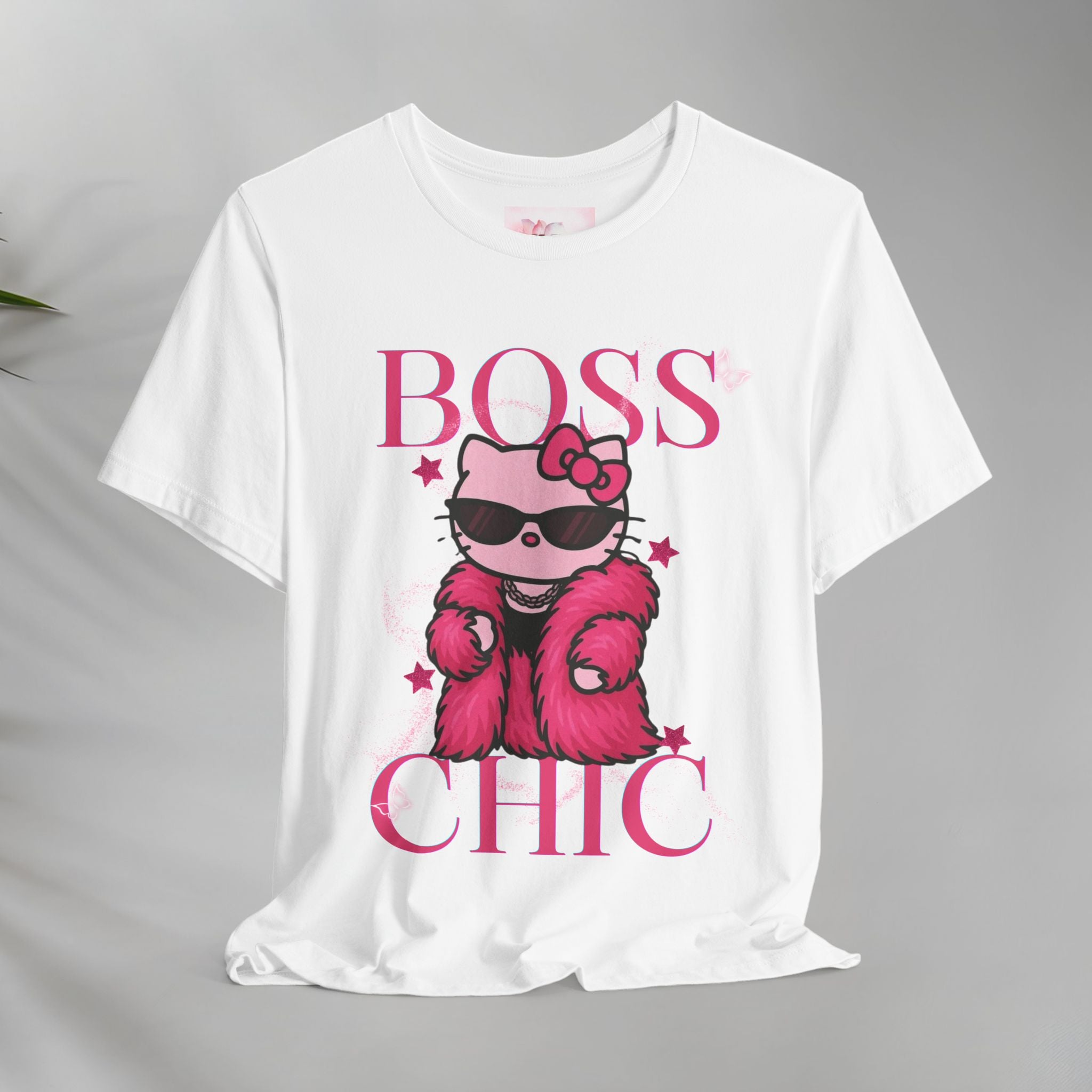 Hello Kitty Boss Chic Tee | Cute Pink Kitty in Fur Coat, Sunglasses