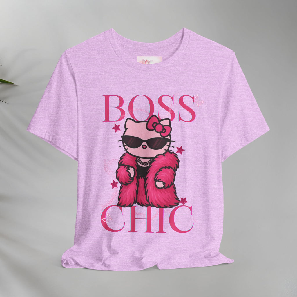 Hello Kitty Boss Chic Tee | Cute Pink Kitty in Fur Coat, Sunglasses