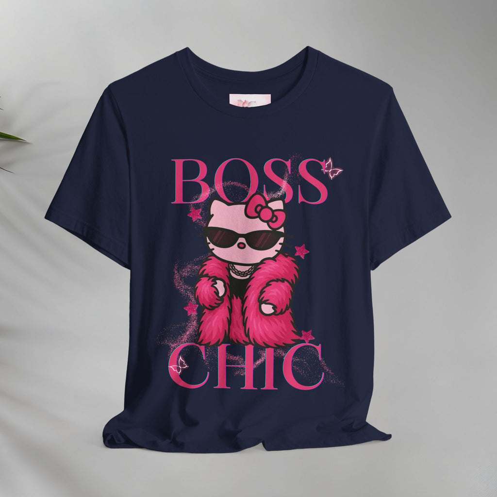 Hello Kitty Boss Chic Tee | Cute Pink Kitty in Fur Coat, Sunglasses