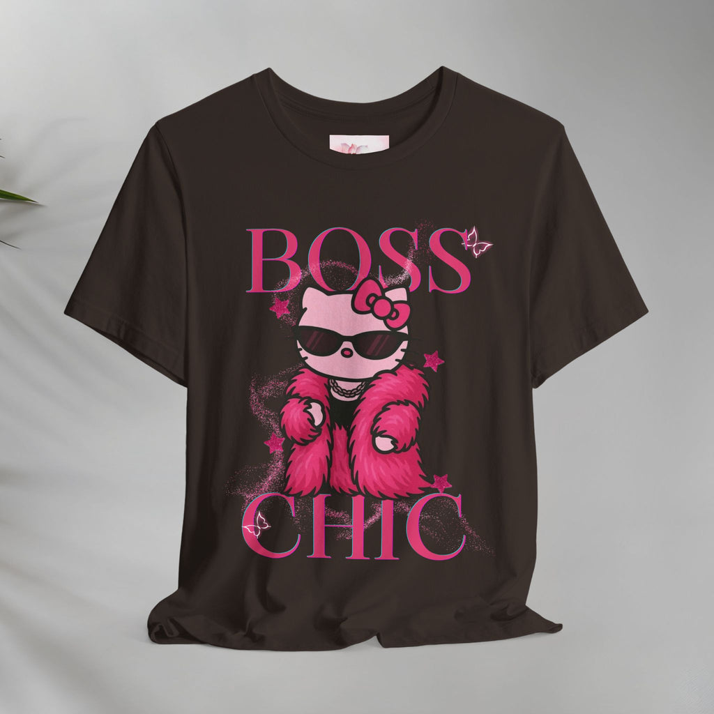 Hello Kitty Boss Chic Tee | Cute Pink Kitty in Fur Coat, Sunglasses
