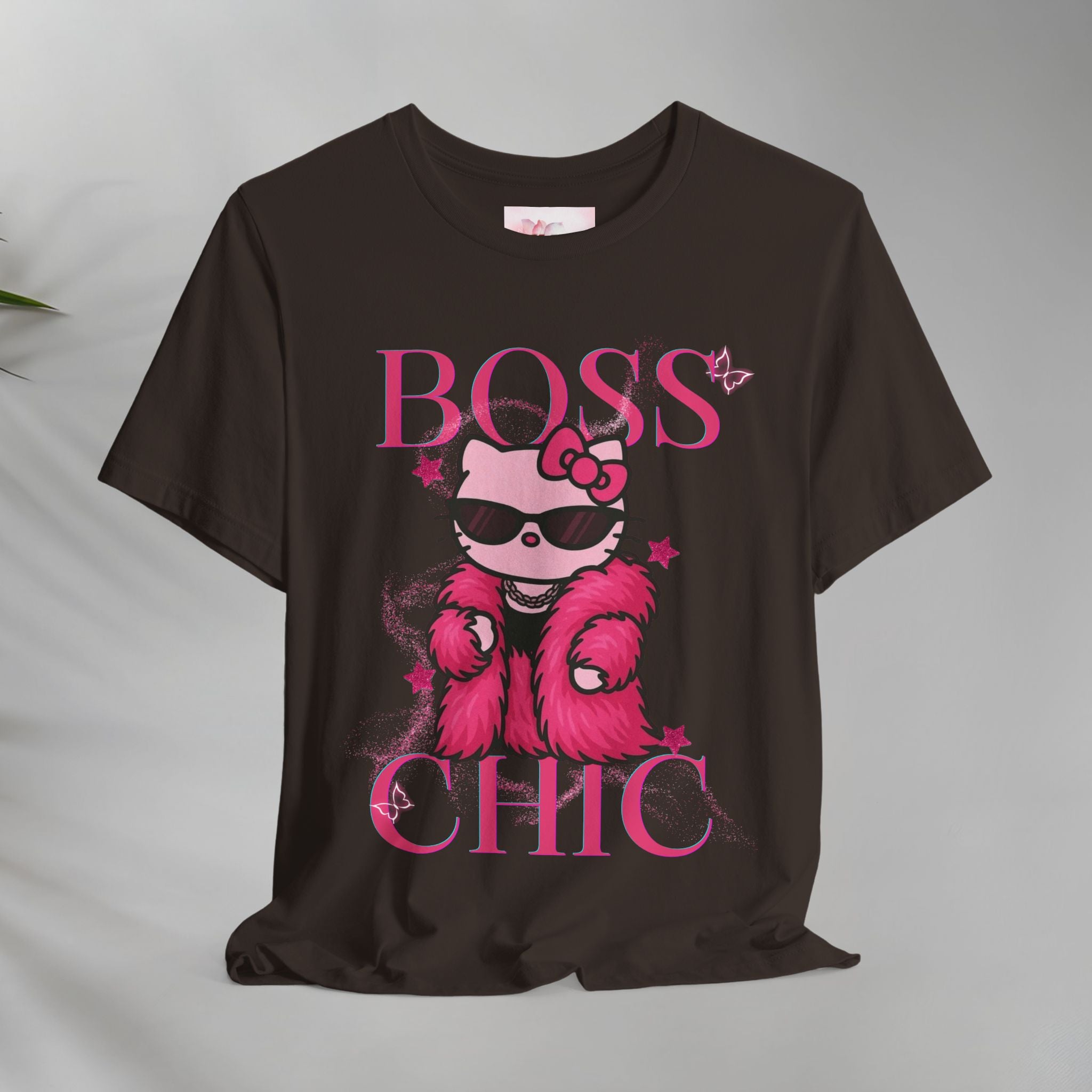 Hello Kitty Boss Chic Tee | Cute Pink Kitty in Fur Coat, Sunglasses