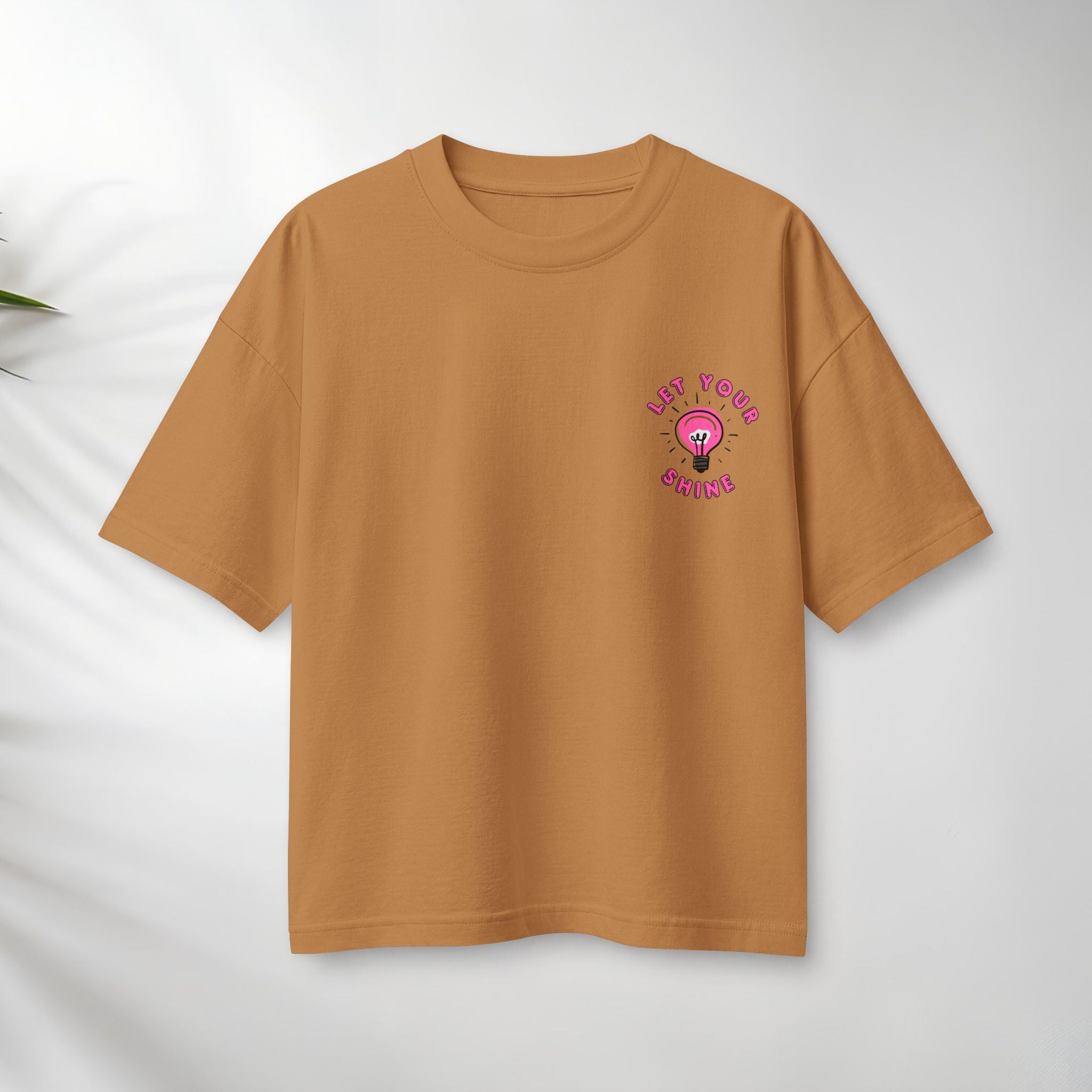 Let Your Shine T‑Shirt — Inspirational Pink Lightbulb Graphic (Matthew 5:16)