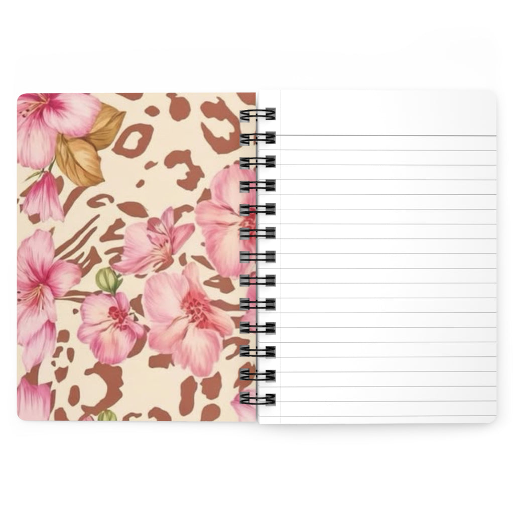 Journal — God Is Bigger Than Your Fear Spiritual Spiral Notebook (Leopard Print, Pink Typography)