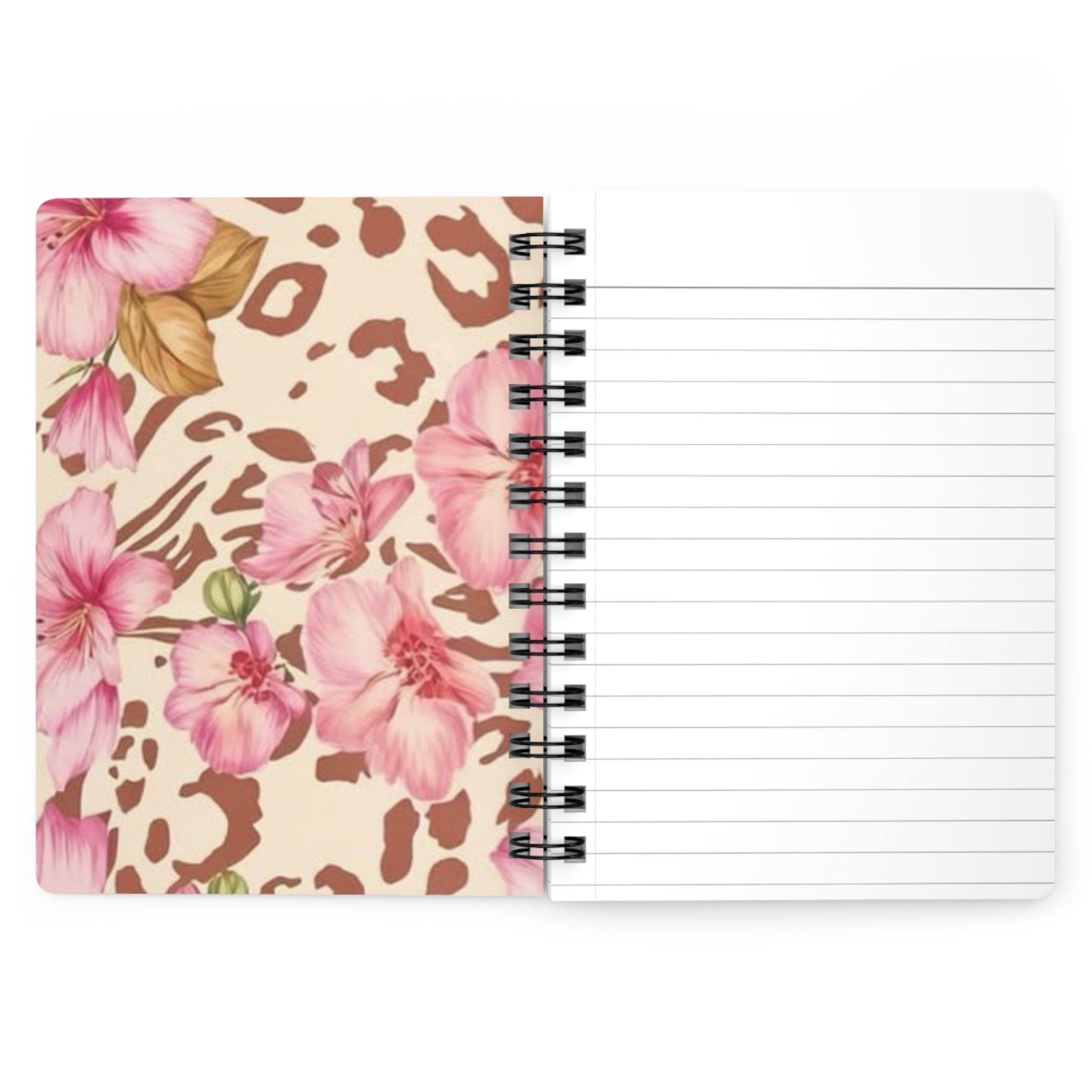Journal — God Is Bigger Than Your Fear Spiritual Spiral Notebook (Leopard Print, Pink Typography)