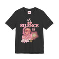Silence Is key Tee | Pink Retro Girl Illustration, Cherry Motif