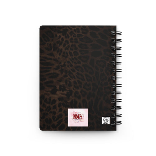 Journal — God Is Bigger Than Your Fear Spiritual Spiral Notebook (Leopard Print, Pink Typography)