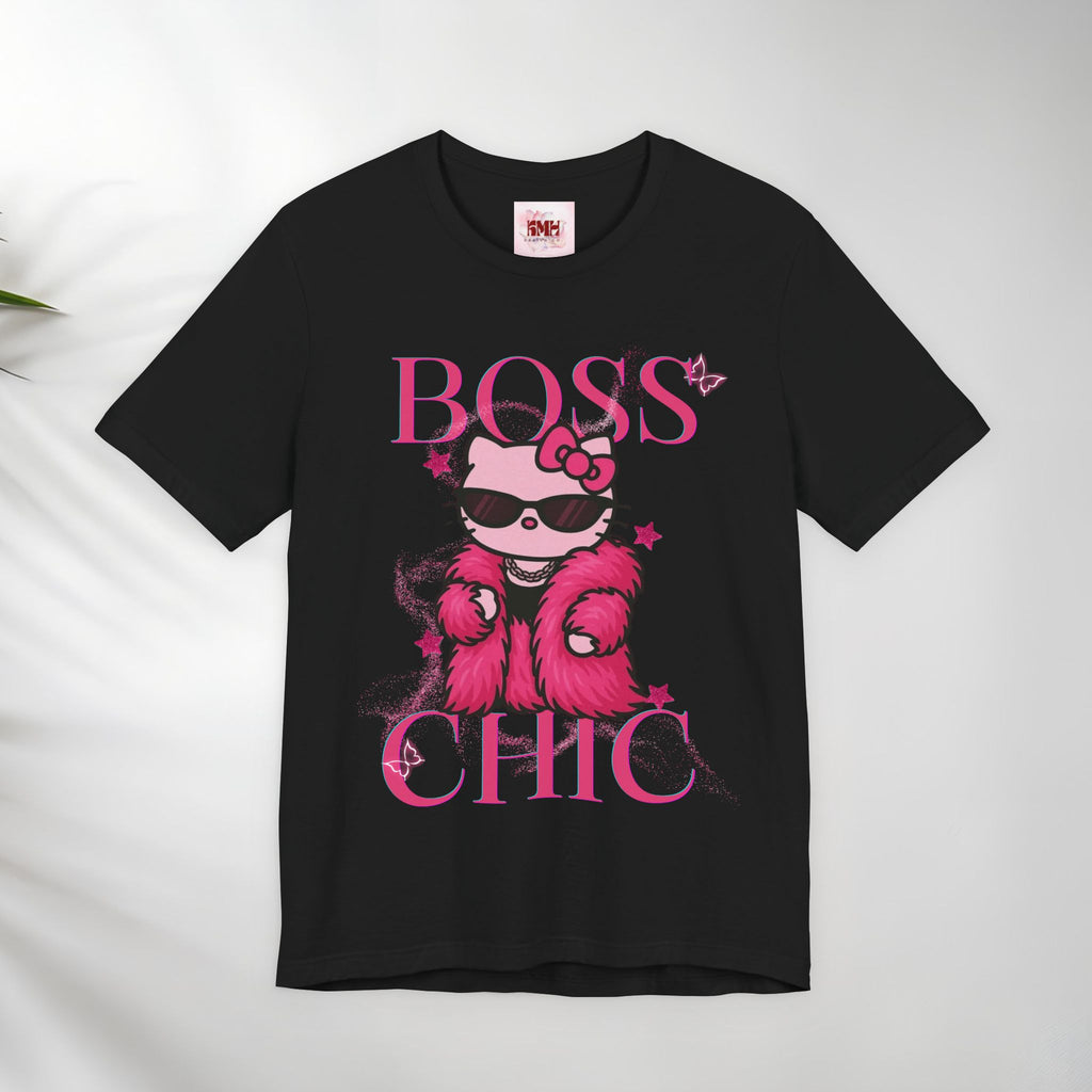 Hello Kitty Boss Chic Tee | Cute Pink Kitty in Fur Coat, Sunglasses