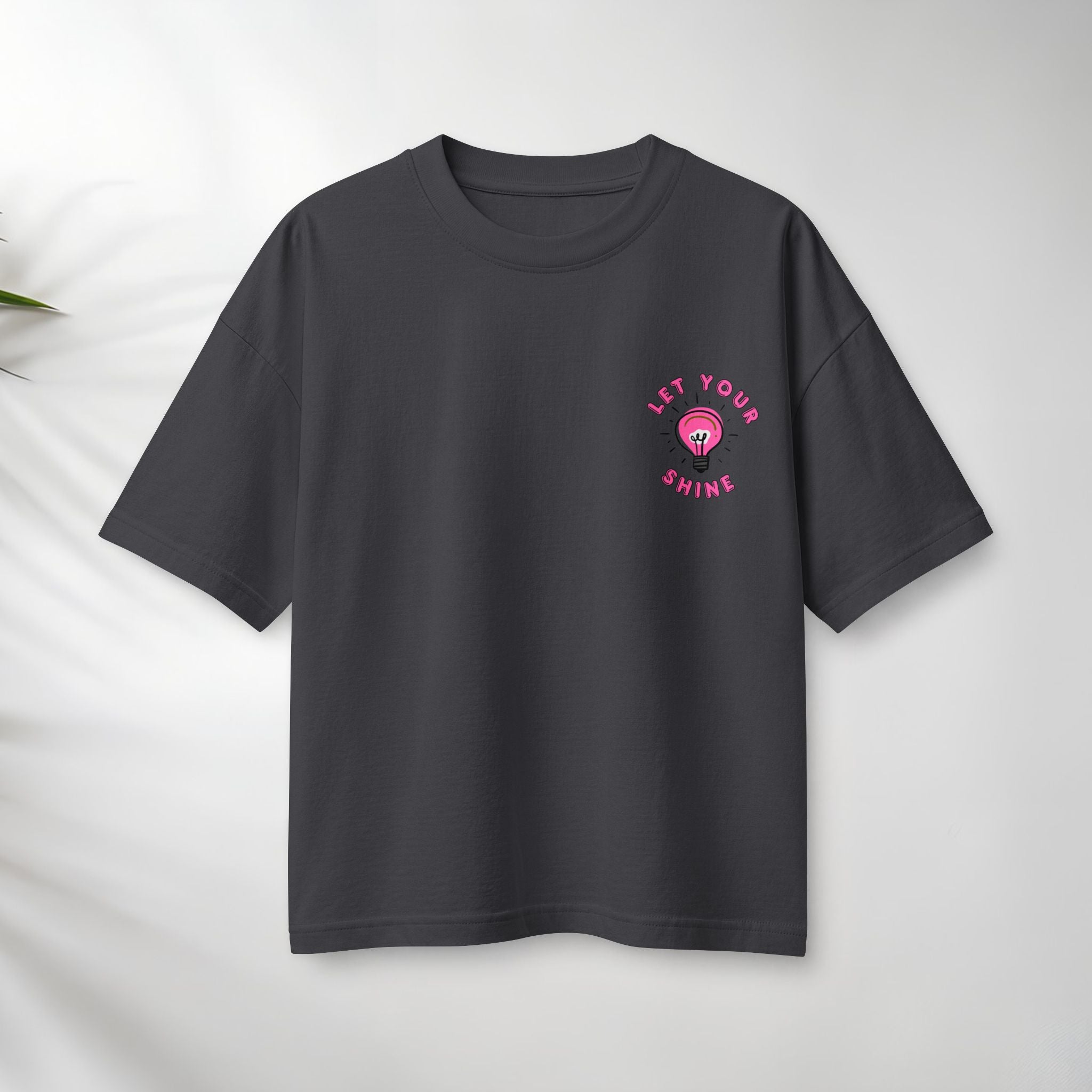 Let Your Shine T‑Shirt — Inspirational Pink Lightbulb Graphic (Matthew 5:16)